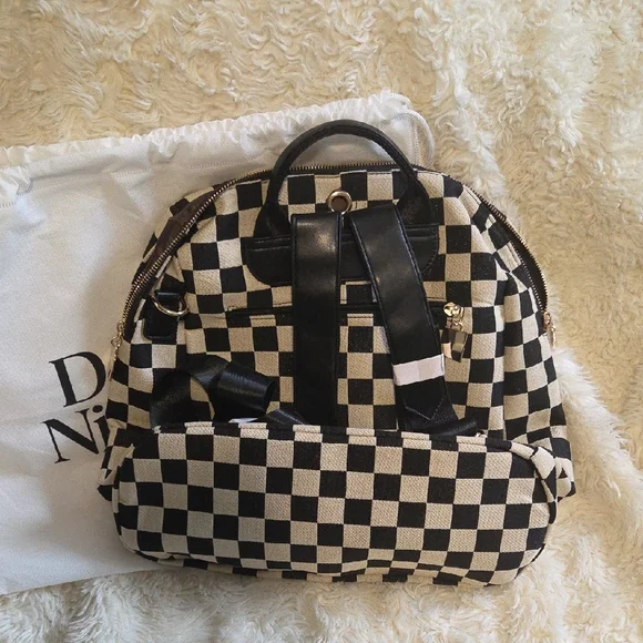 Dear Nikola The Colette Backpack, Black & Cream Checkered - Picture 2 of 4